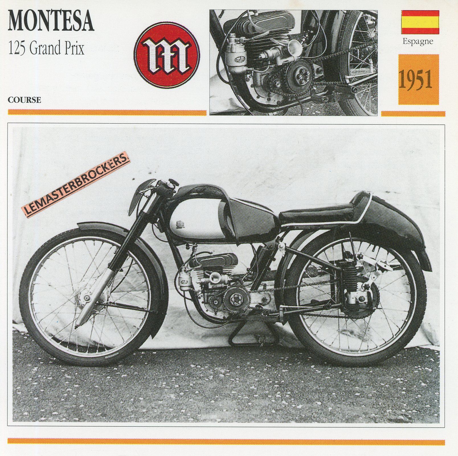 MONTESA 125 GRAND PRIX 1951 - FICHE MOTO