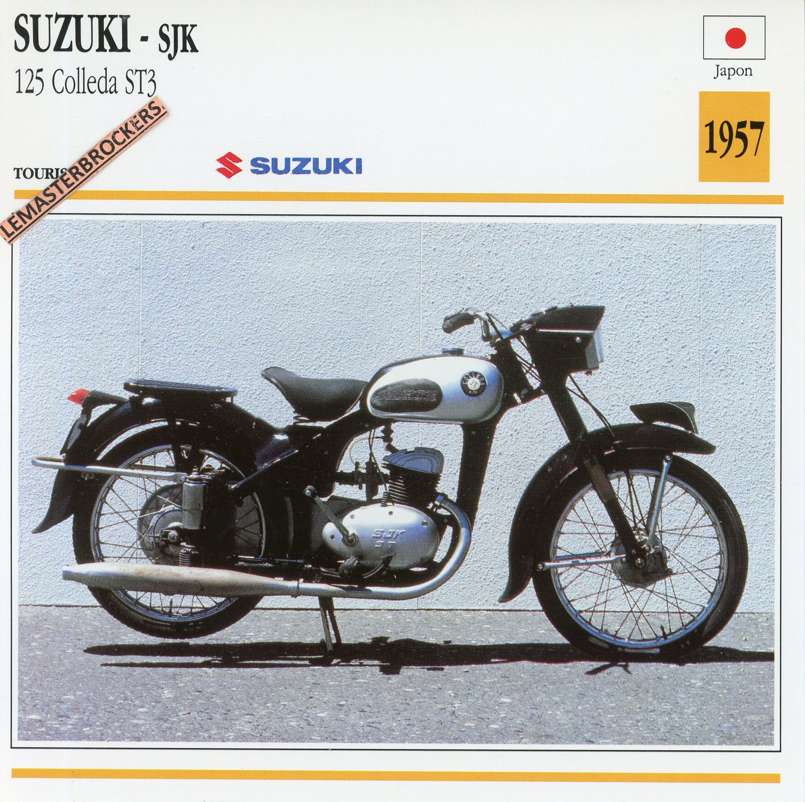 SUZUKI 125 COLLEDA ST3 SJK 1957 - FICHE MOTO