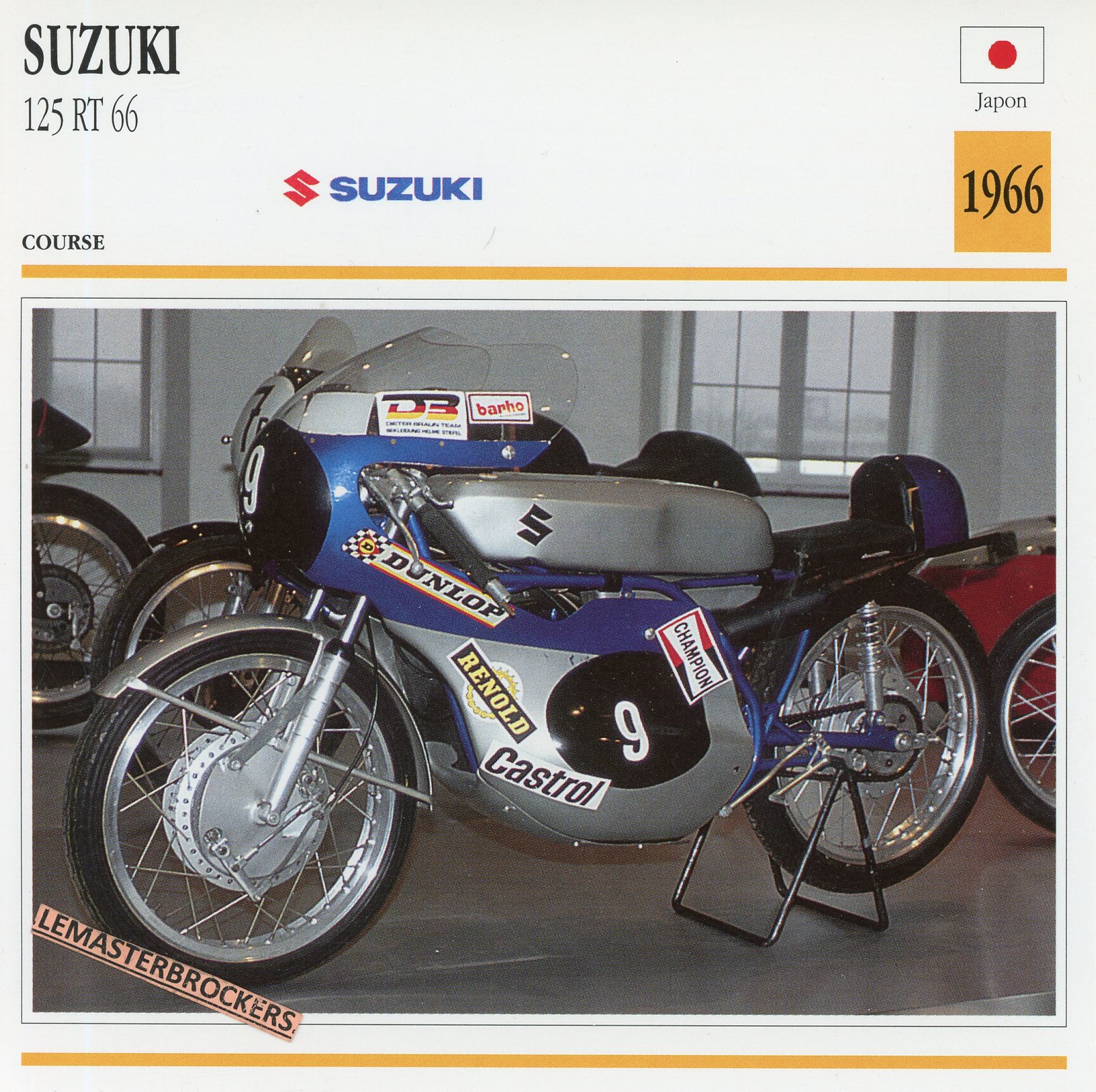 SUZUKI 125 RT66 1966 - FICHE MOTO