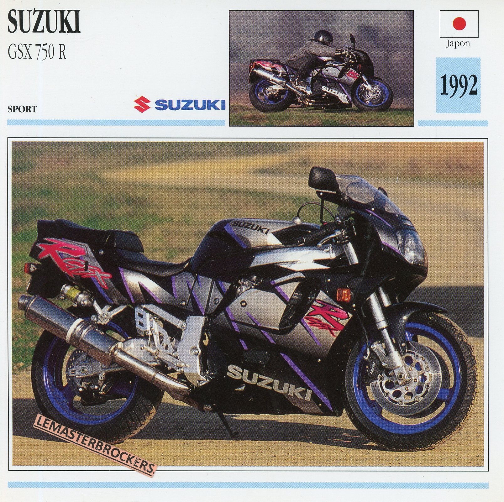 SUZUKI GSX 750 R 1992 - FICHE MOTO SUZUKI GSX750R
