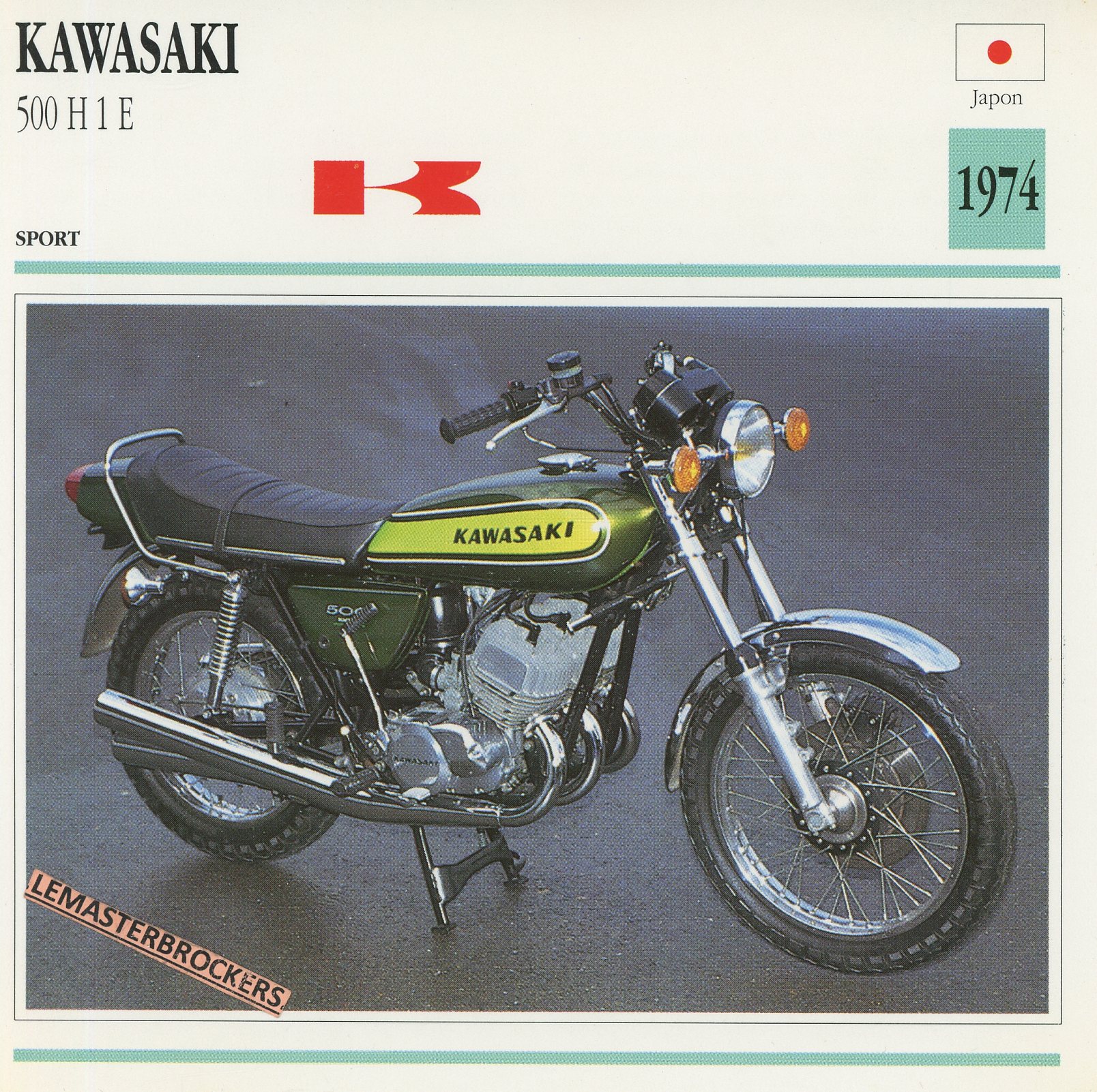 KAWASAKI 500 H1 E 1974 - FICHE MOTO KAWASAKI