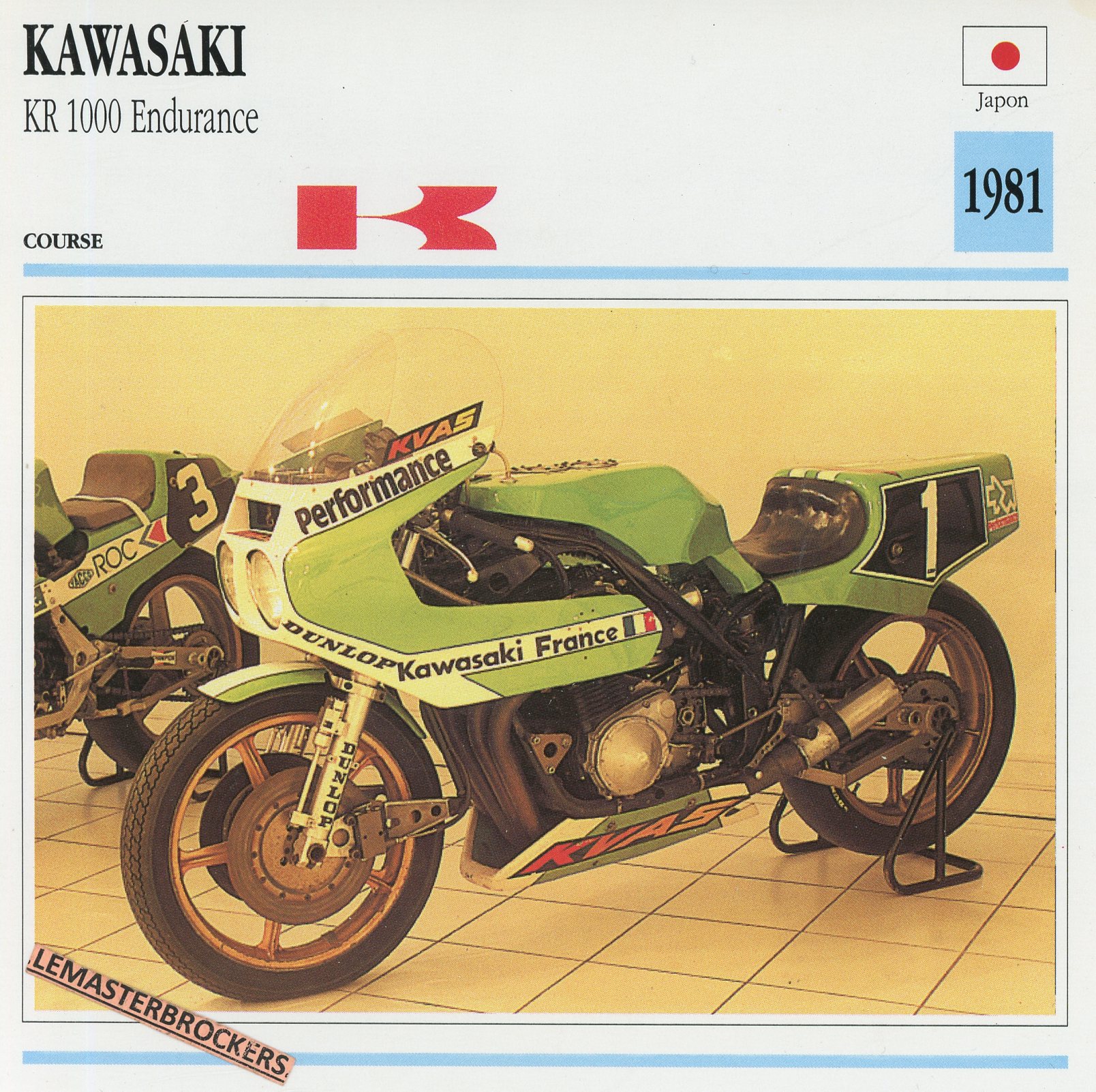 KAWASAKI KR1000 ENDURANCE 1981 - FICHE MOTO KAWASAKI KR ENDURANCE