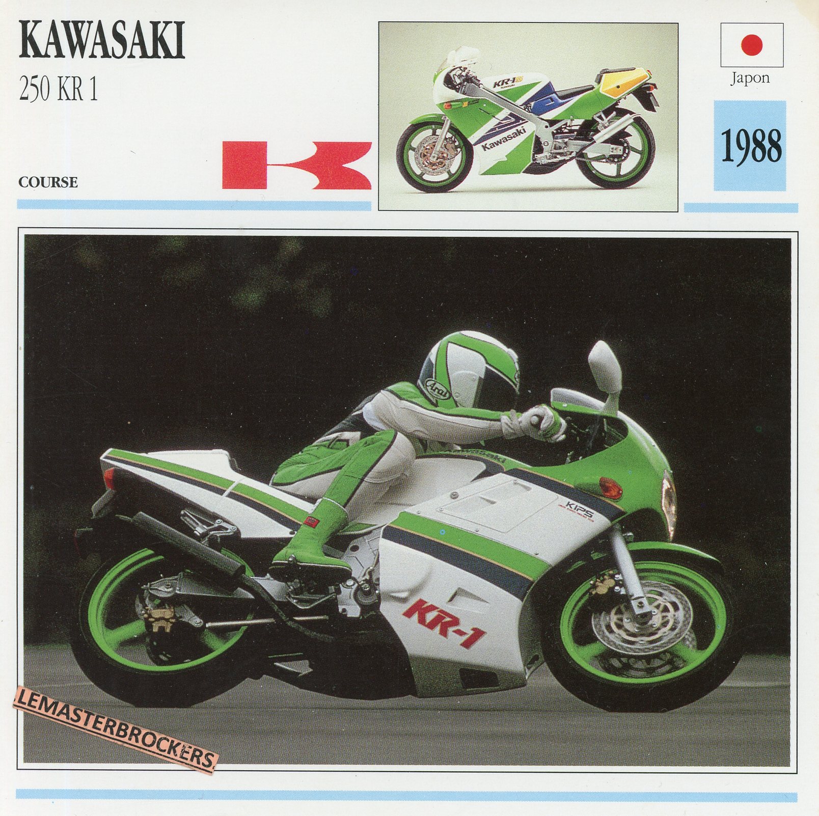 KAWASAKI 250 KR1 1988 - FICHE MOTO KAWASAKI KR1