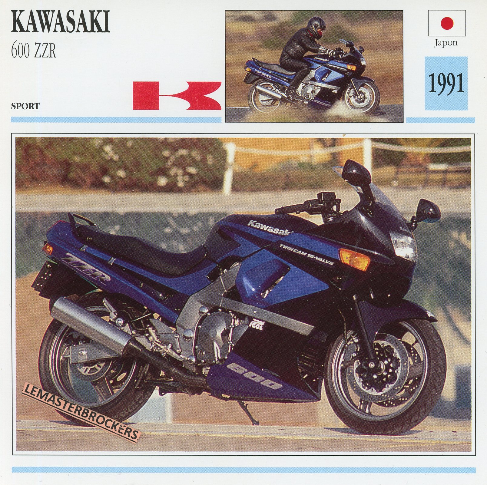 KAWASAKI 600 ZZR 1991 - FICHE MOTO KAWASAKI ZZR600