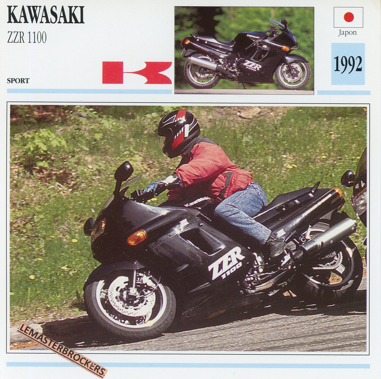 KAWASAKI ZZR 1100 1992 - FICHE MOTO ZZR1100