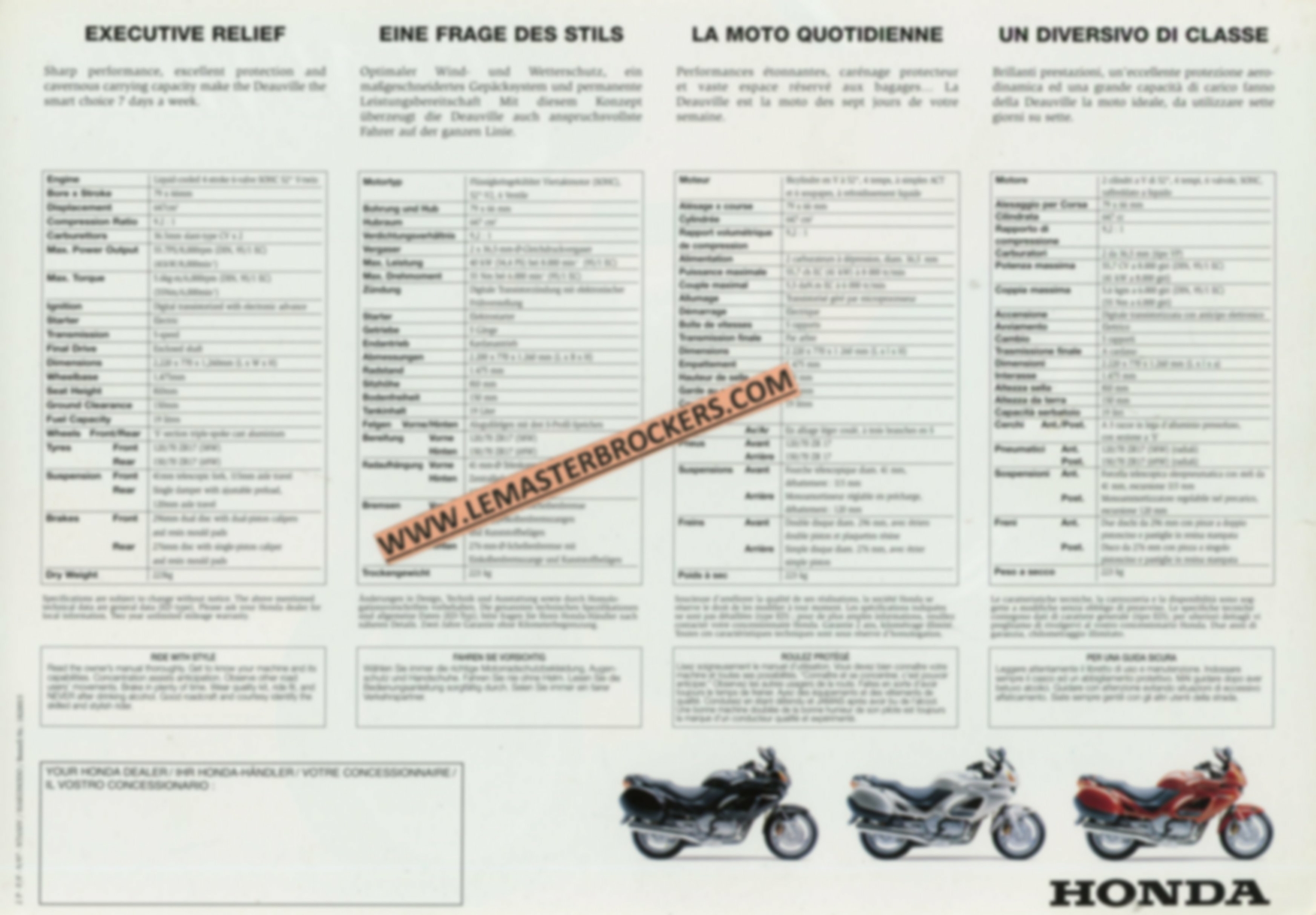 brochure-moto-honda-deauville-nt650-prospekt-LEMASTERBROCKERS-1997-NT650V