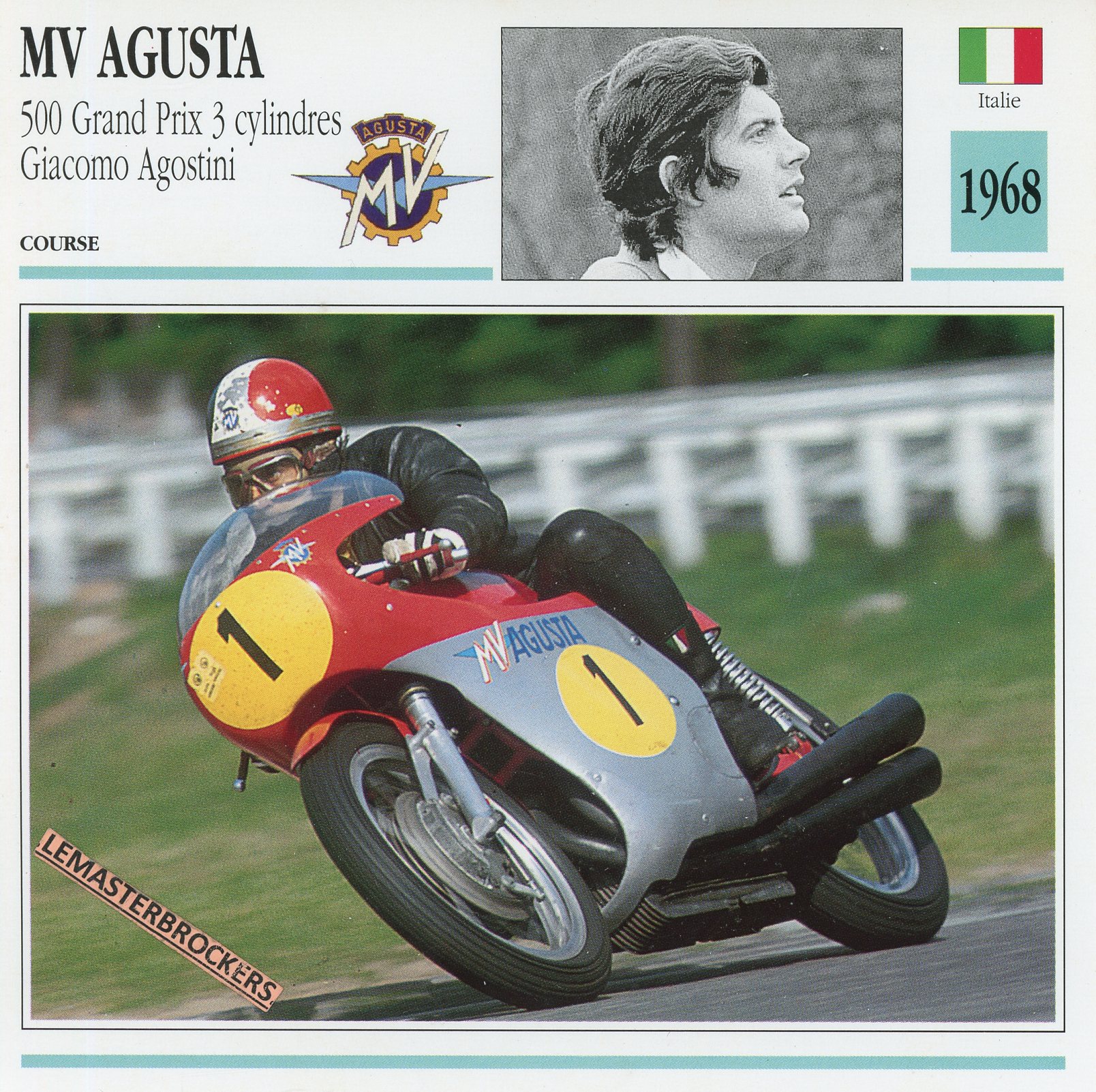 MV AGUSTA 500 GP GIACOMO AGOSTINI 1968 - FICHE MOTO