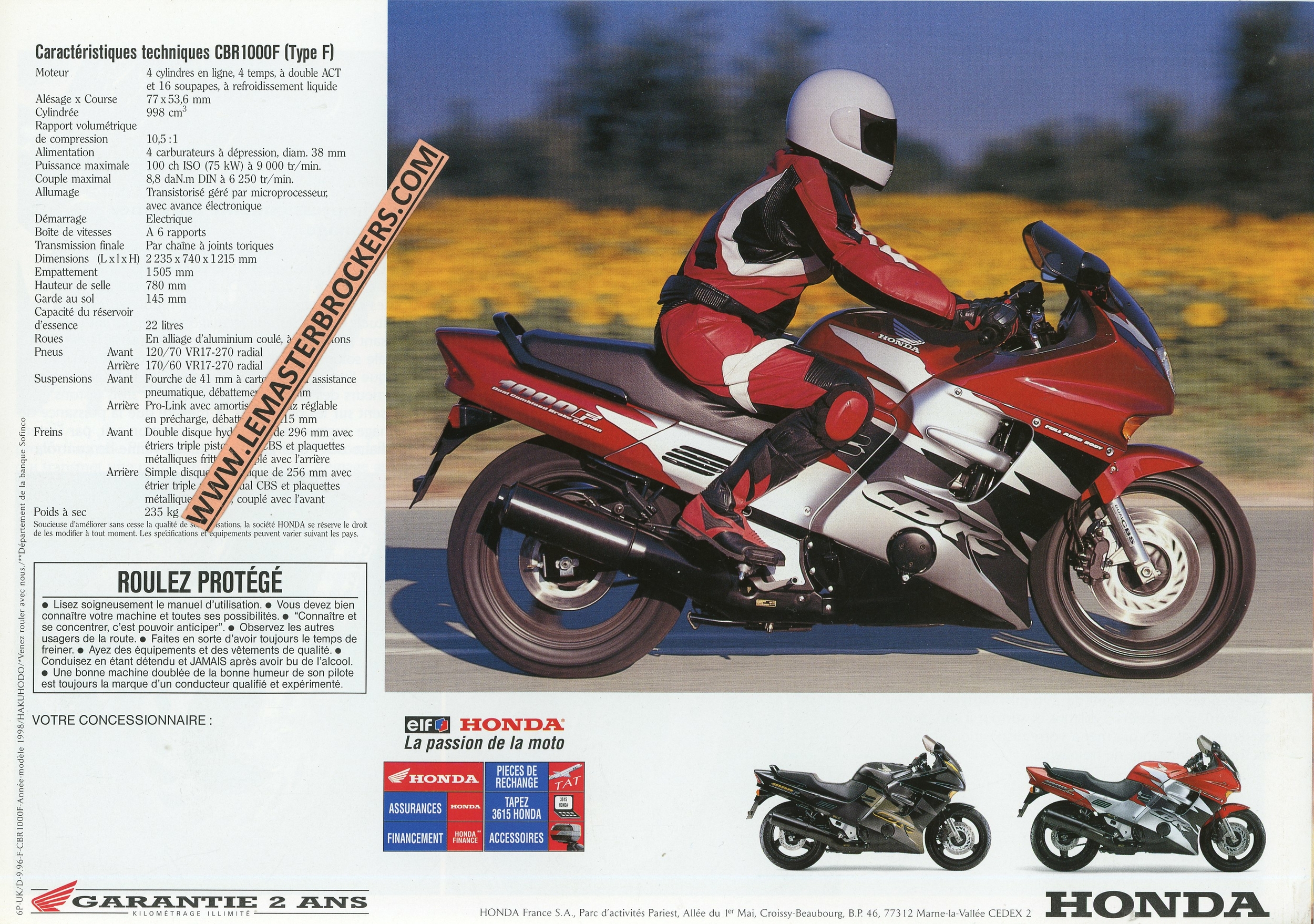 BROCHURE-MOTO-HONDA-CBR-1000-F-LEMASTERBROCKERS-CBR1000F-1996