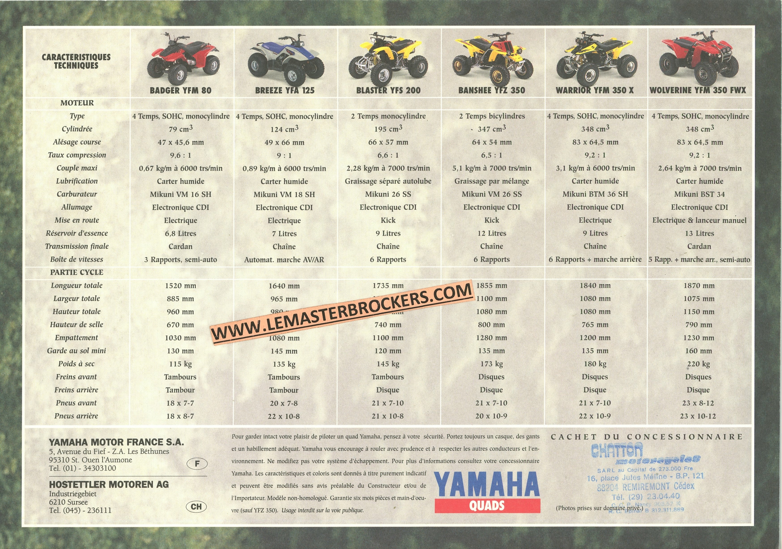 brochure-YAMAHA-QUADS-ATV-1997-lemasterbrockers-collection-CATALOGUE-MOTO