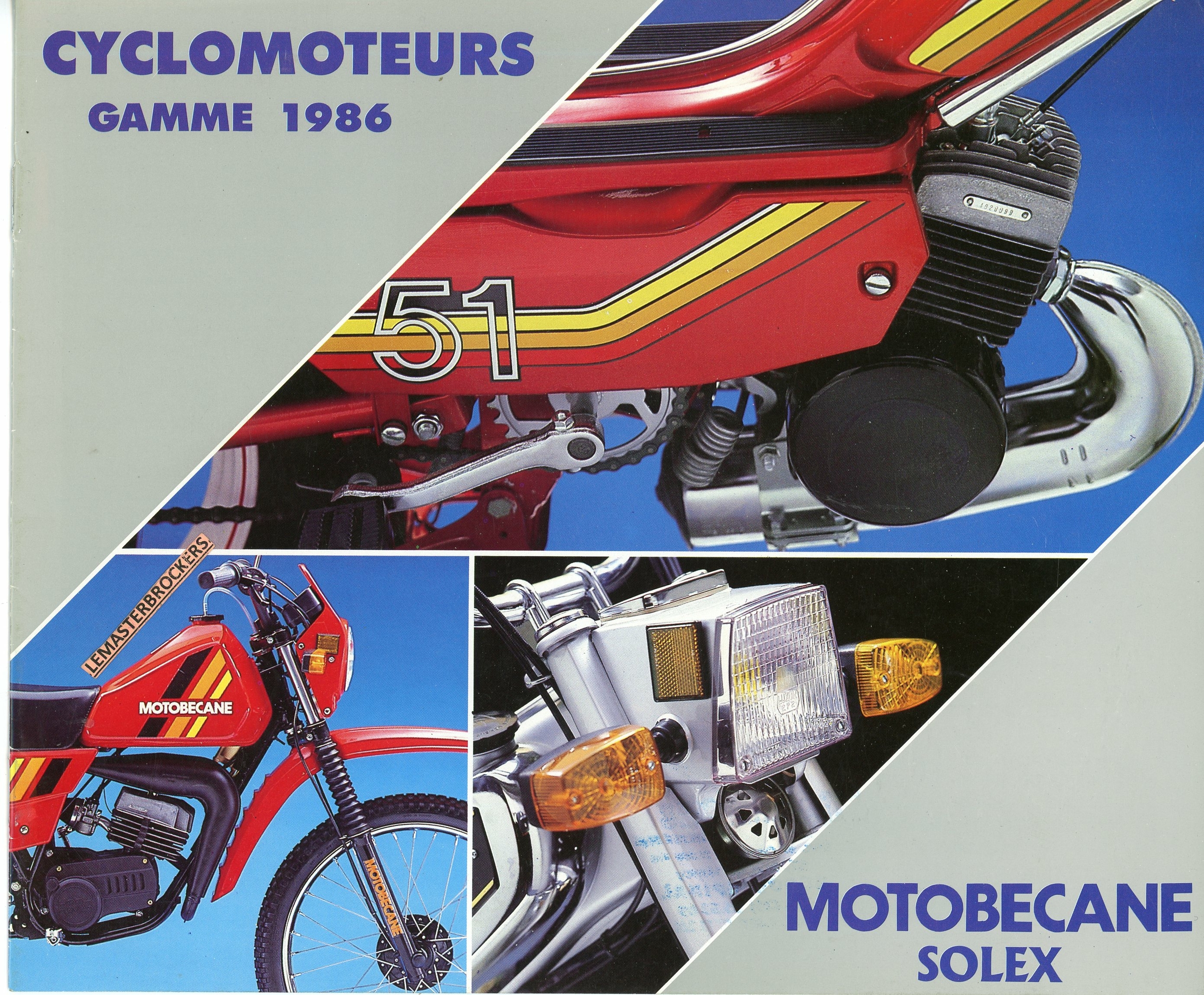BROCHURE-MOTOBECANE-SOLEX-LEMASTERBROCKERS-CYCLOMOTEUR-41-51-881-88-89-EV-EW-1986