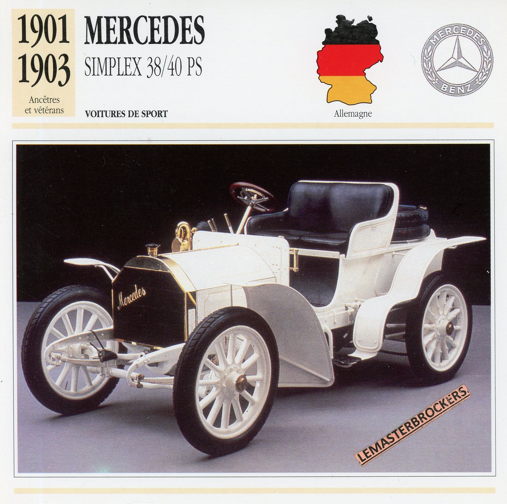 FICHE-AUTO-MERCEDES-SIMPLEX-1901-1903-LEMASTERBROCKERS-CARS-CARD