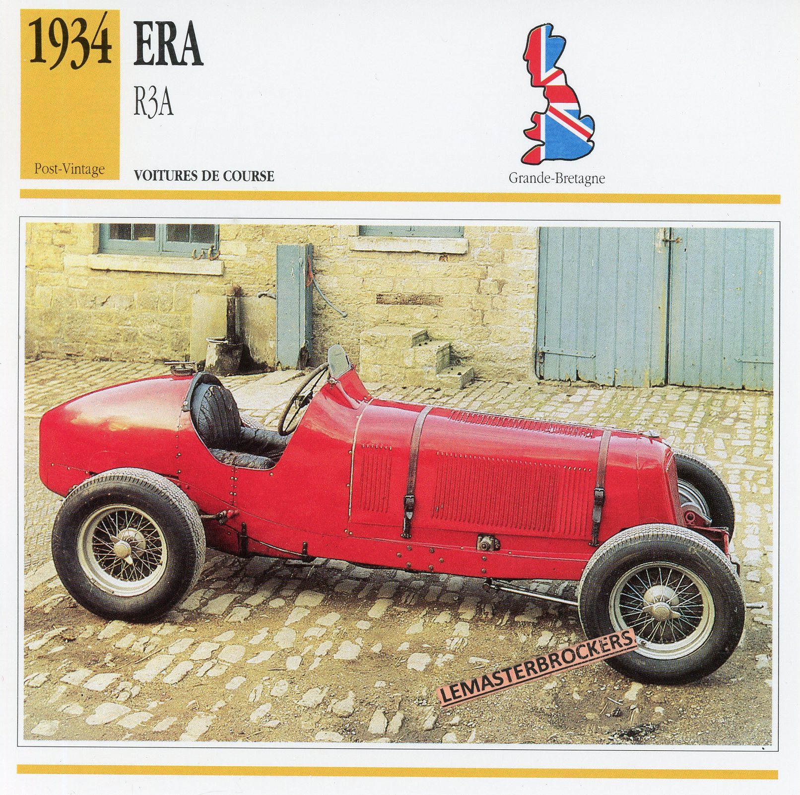 FICHE AUTO ERA R3A 1934 - CARD CAR ERA