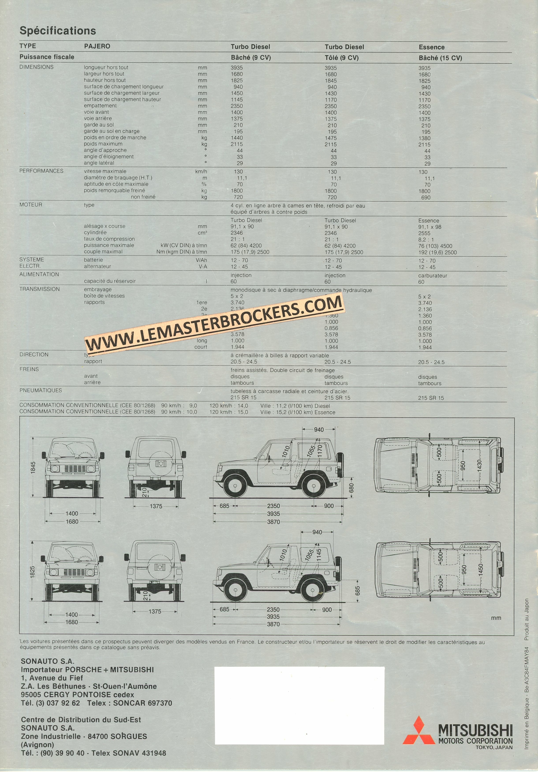 BROCHURE-MITSUBISHI-PAJERO-1984-LITERATURE-CARS-LEMASTERBROCKERS-4X4