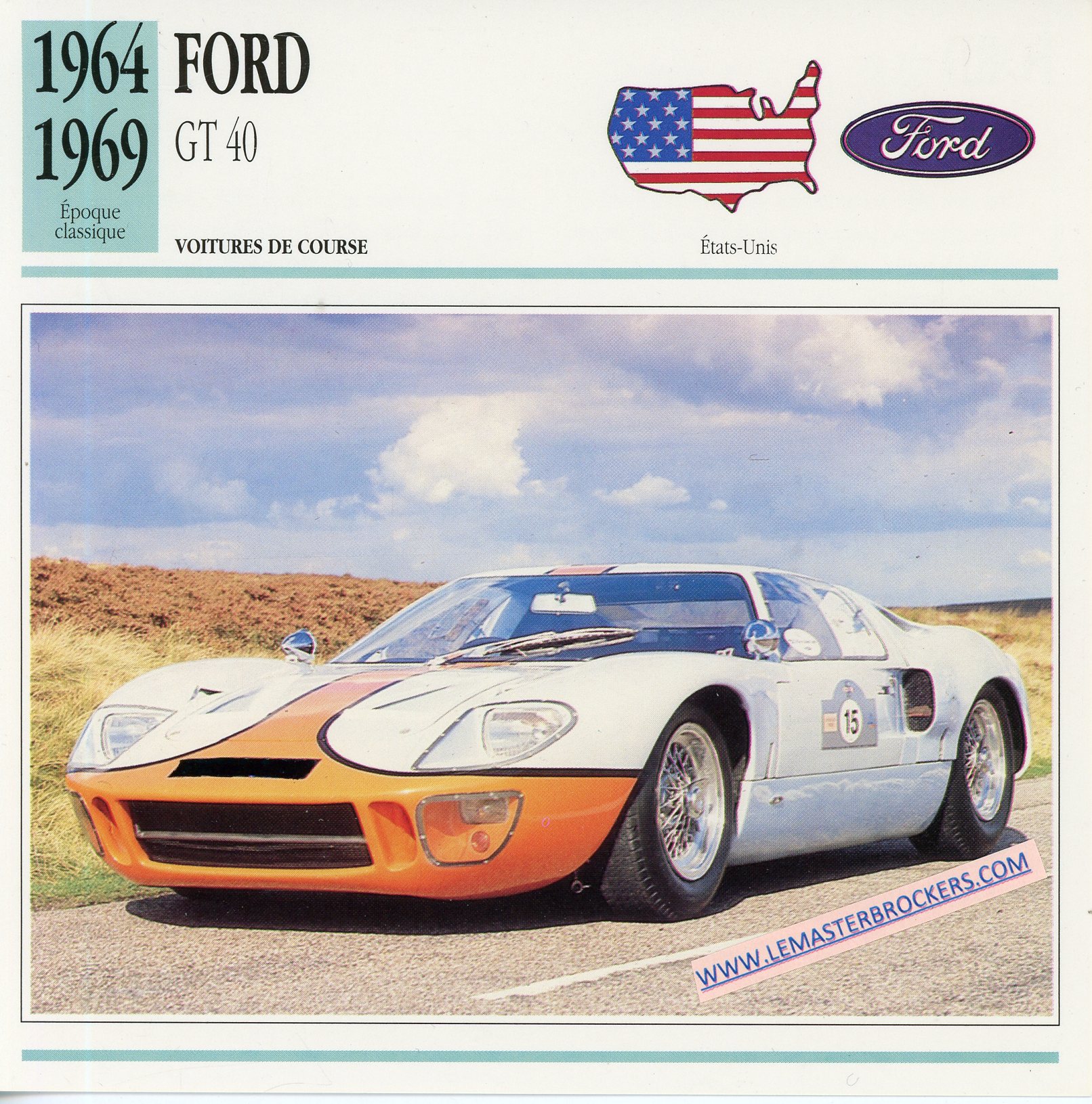FICHE-AUTO-FORD-GT-40-GT40-1963-1969-LEMASTERBROCKERS