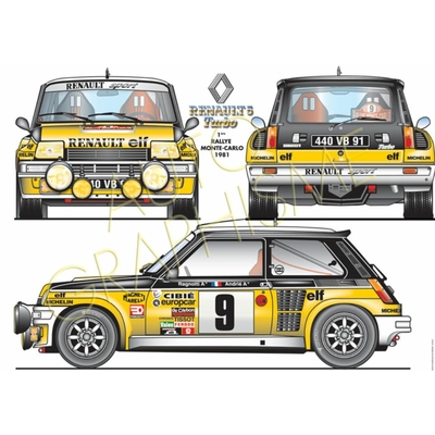 POSTER-RENAULT-R5-TURBO-1981- ART DÉCO IMPRESSION  - LEMASTERBROCKERS