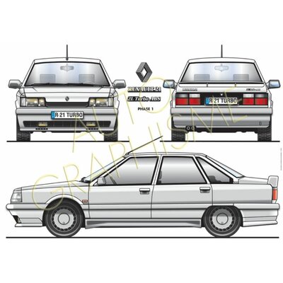 POSTER RENAULT-21-TURBO-ABS-R21-ART DÉCO IMPRESSION  - LEMASTERBROCKERS