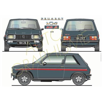 PEUGEOT-104ZS2-POSTER- ART-DÉCO-IMPRESSION  - LEMASTERBROCKERS