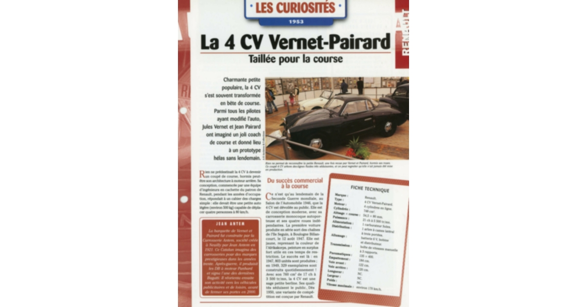 Renault 4CV coupé Vernet et Pairard 1953-1954 vue AR | Auto Forever