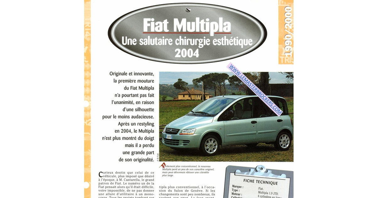 FICHE TECHNIQUE FIAT MULTIPLA 2004
