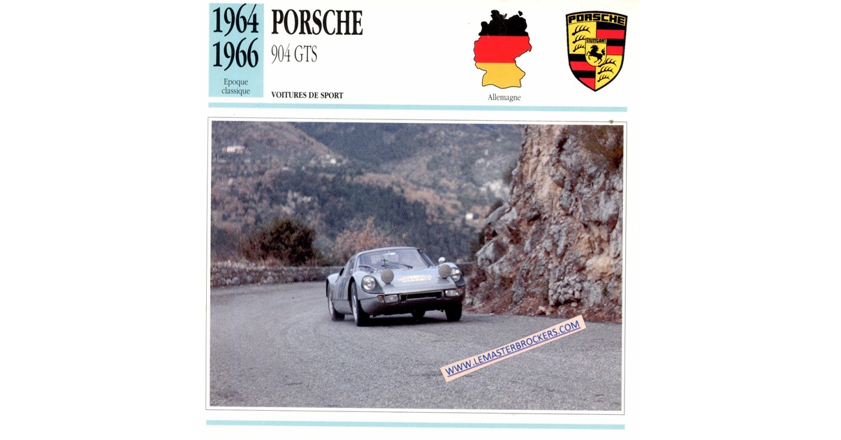 CARTE FICHE VOITURES D'EXCEPTION PORSCHE 904 GTS