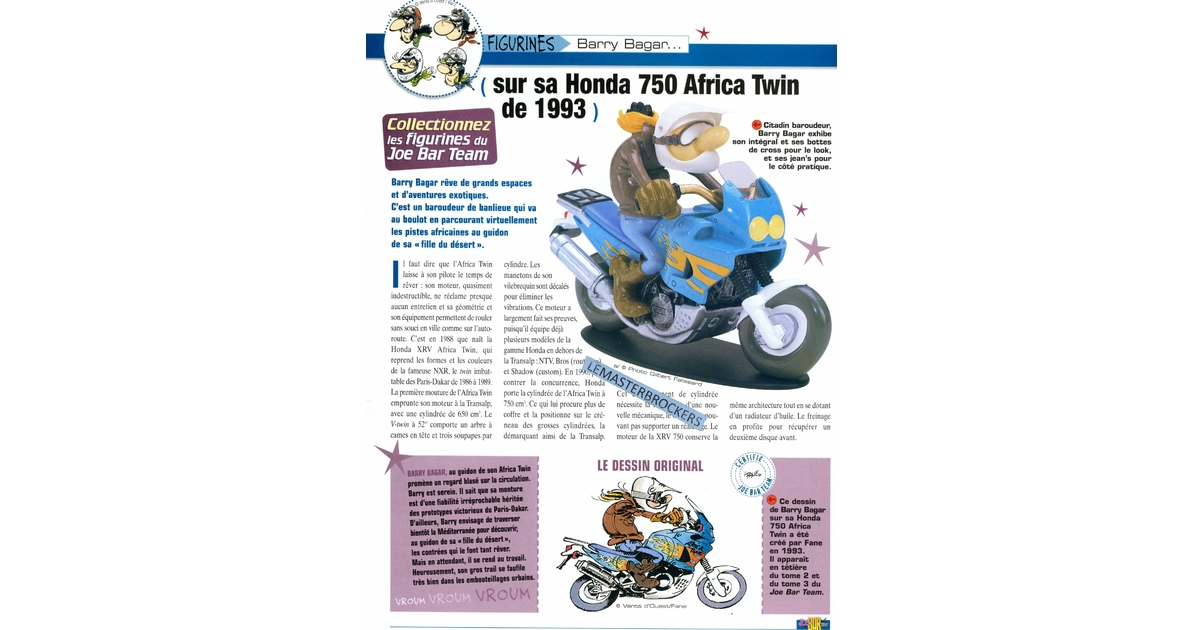Joe Bar Team, Figurine en résine, Barry Bagar sur sa Honda 750 Africa