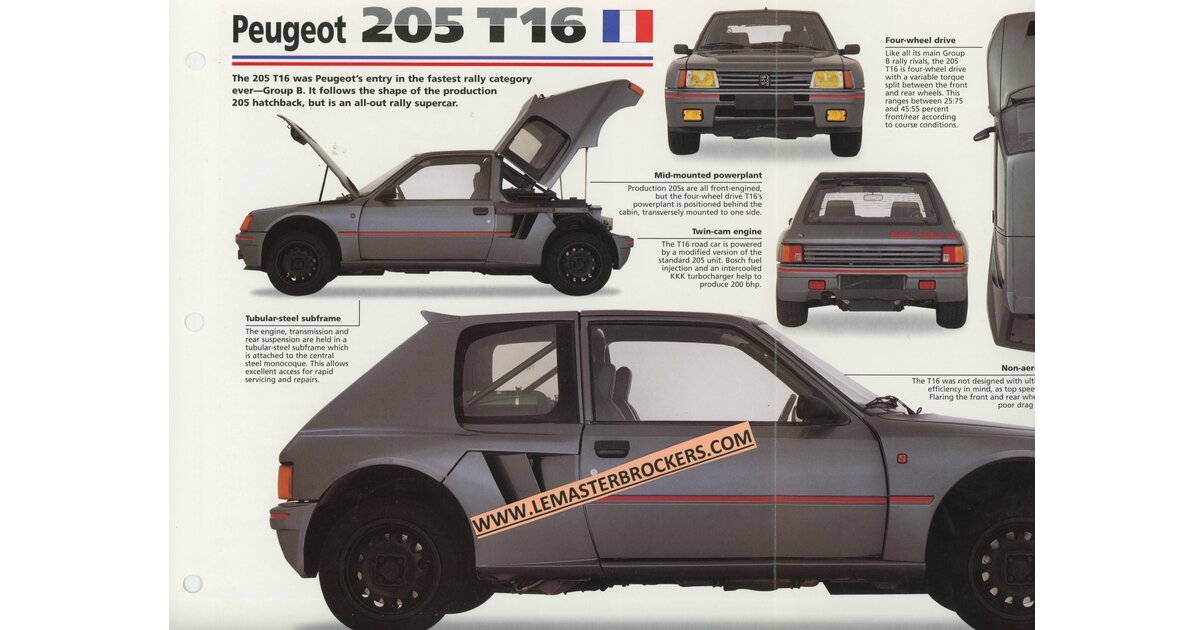 205 T16 Fiche Technique
