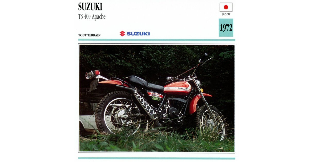 1972 Suzuki TS 400 Apache Motorcycle 3p Test Print Ad 1972 Suzuki TS 400 Apache Motorcycle 3p Test Print Ad