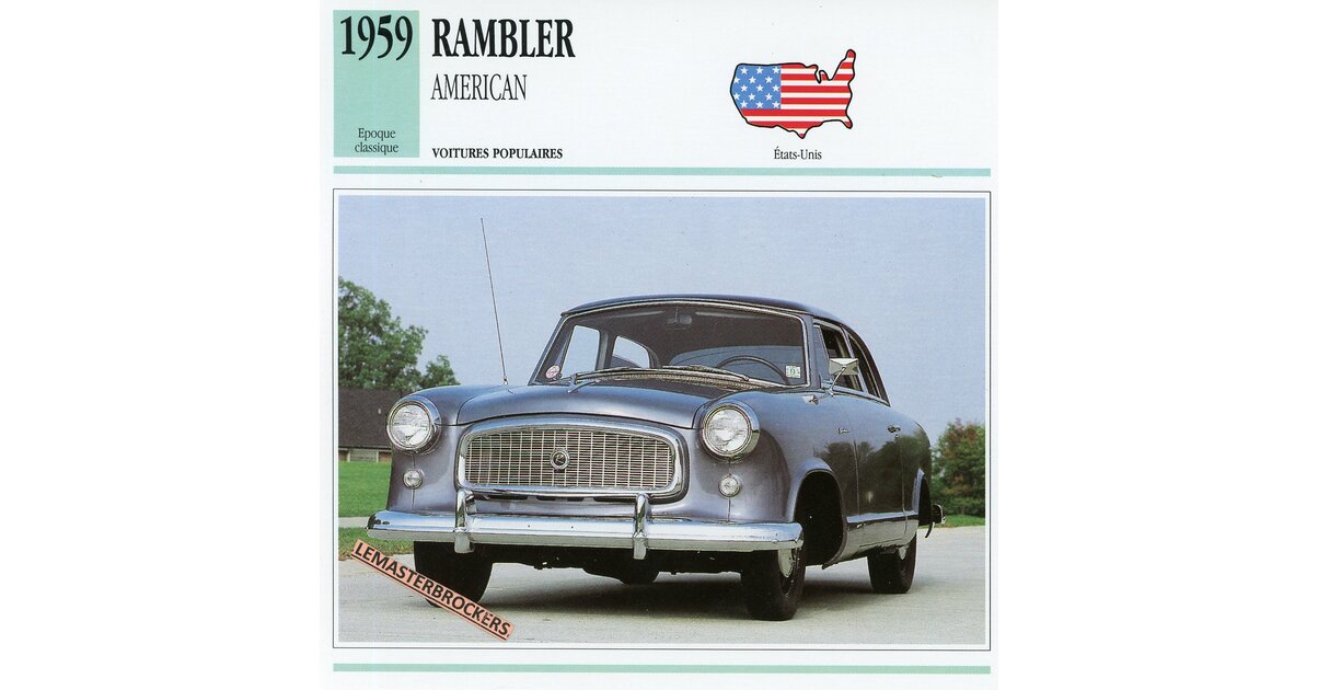 RAMBLER AMERICAN 1959 - FICHE AUTO - CARD CARS ATLAS FRENCH - AUTO ...