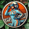 affiche-metallique-ronde-gulf-racing-woman-racer-vintage-20cm