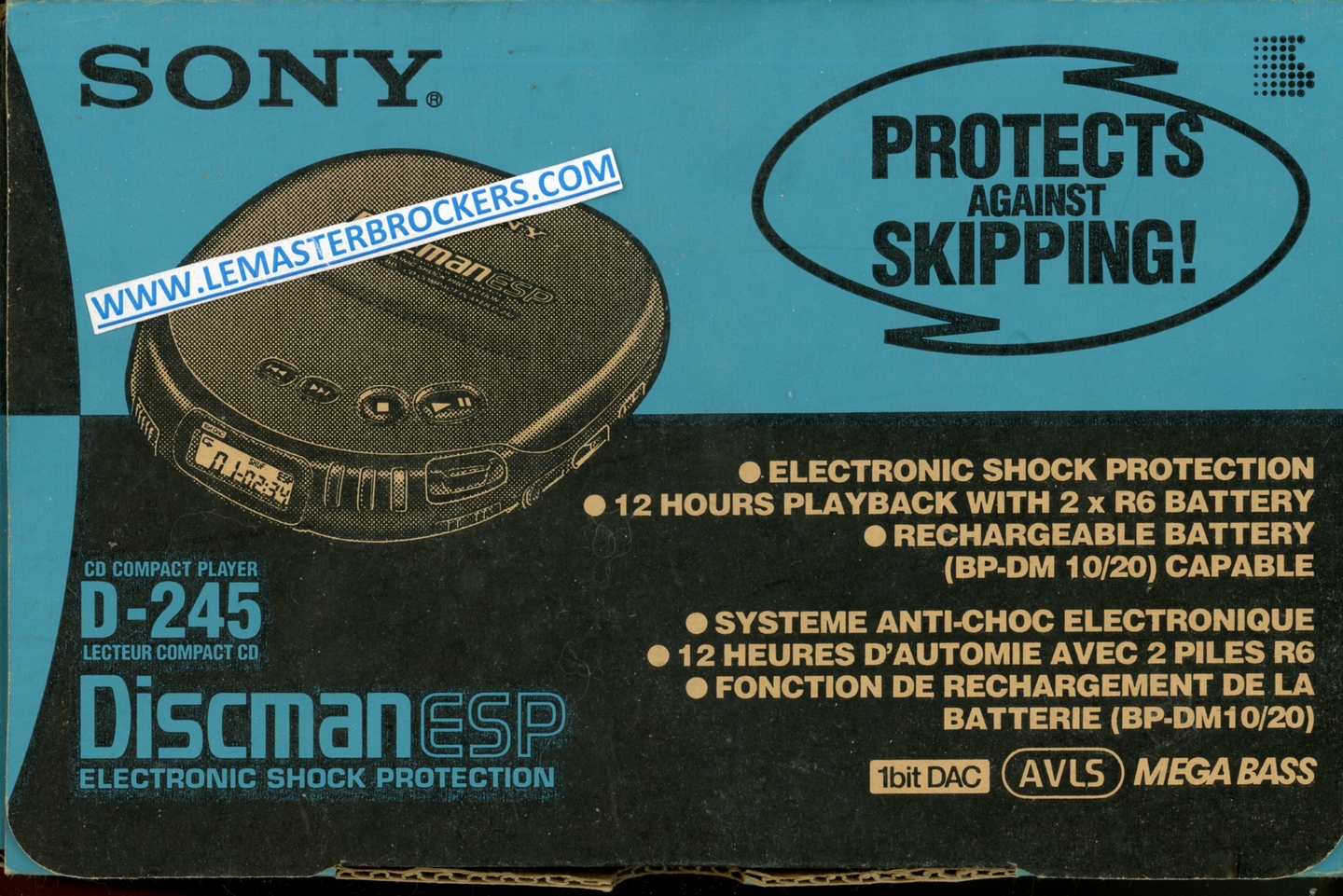 SONY D-245 DISCMAN ESP LECTEUR DE DISQUES COMPACTS PORTABLE D245