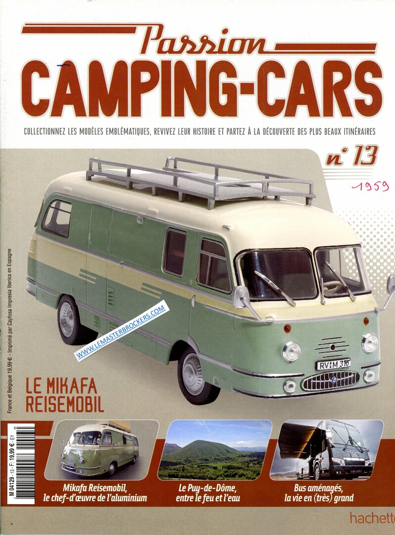 Camping-car Mikafa Reisemobil 1959 Miniature 1/43 - Zamac, Couleur Vert/crème/blanc, Neuve