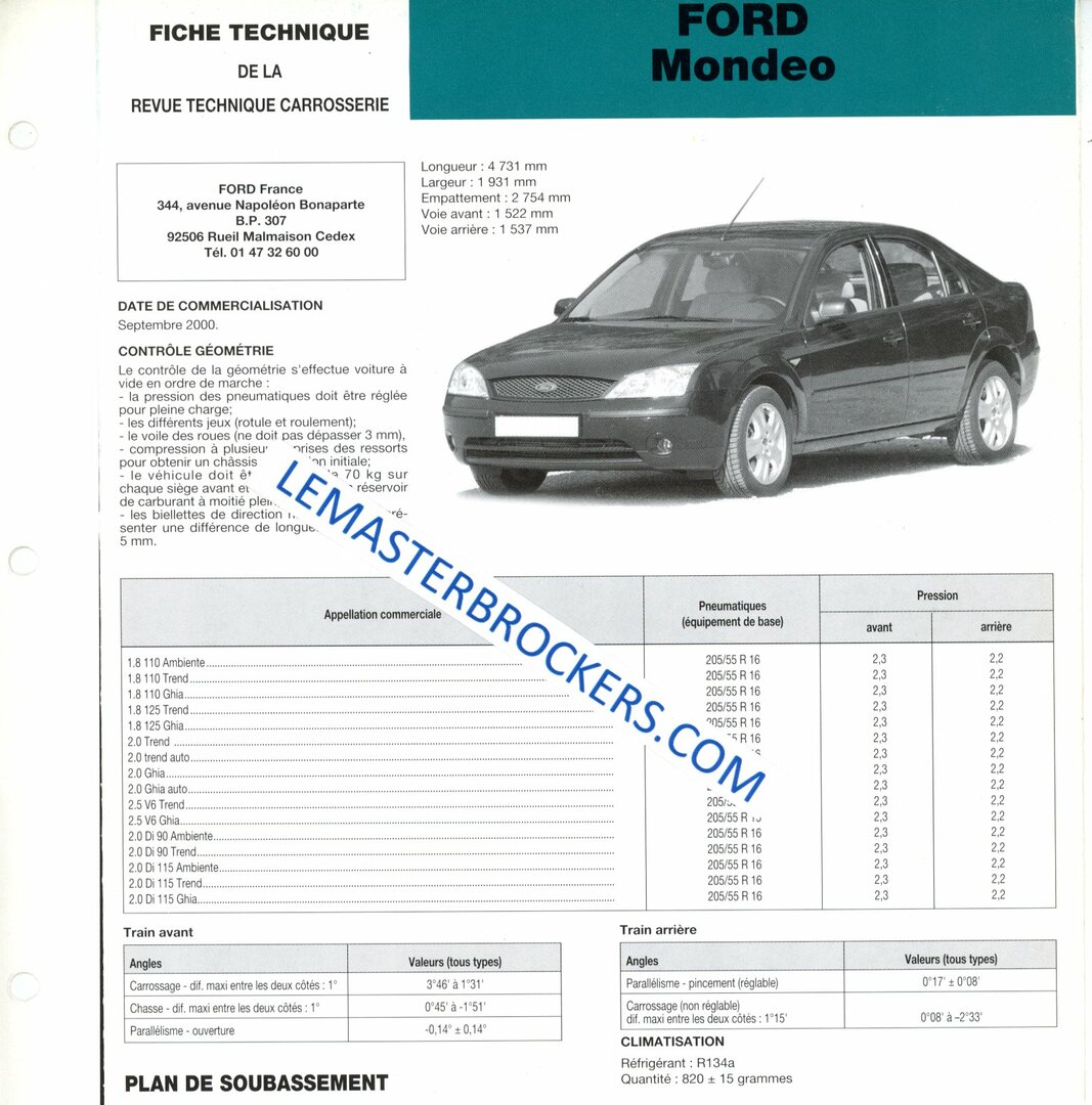 Ford Mondeo Fiche Technique