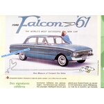 FORD FALCON 1961 FICHE AUTOMOBILE LES CATALOGUES VENDRE EN BEAUTÉ
