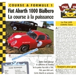 FIAT ABARTH 1000 BIALBERO - FICHE COURSE ET FORMULE 1 1960-1962