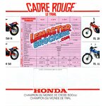 BROCHURE MOTO CADRE ROUGE HONDA CROSS ENDURO ET TRIAL 1985