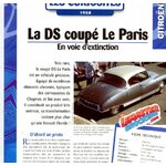 FICHE AUTO CITROEN DS COUPE LE PARIS 1958