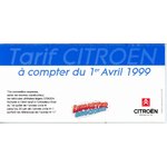 CATALOGUE TARIF CITROËN 1999 – PRIX VÉHICULES ET OPTIONS