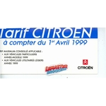 CATALOGUE TARIF CITROËN 1999 – PRIX VÉHICULES ET OPTIONS