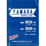MANUEL PARTS LIST YAMAHA RD250 RD400 1976