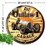 affiche-metallique-ronde-outlaw-garage-vintage-voiture-classique-20cm