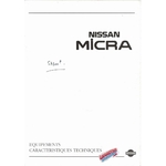 Brochure Nissan Micra 1992 avec caractéristiques véhicule