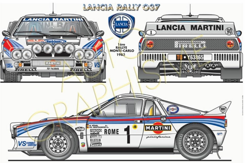 Poster Lancia 037 Rally, Format 100x70 Cm, Affiche Auto Classique, Fabrication Italienne