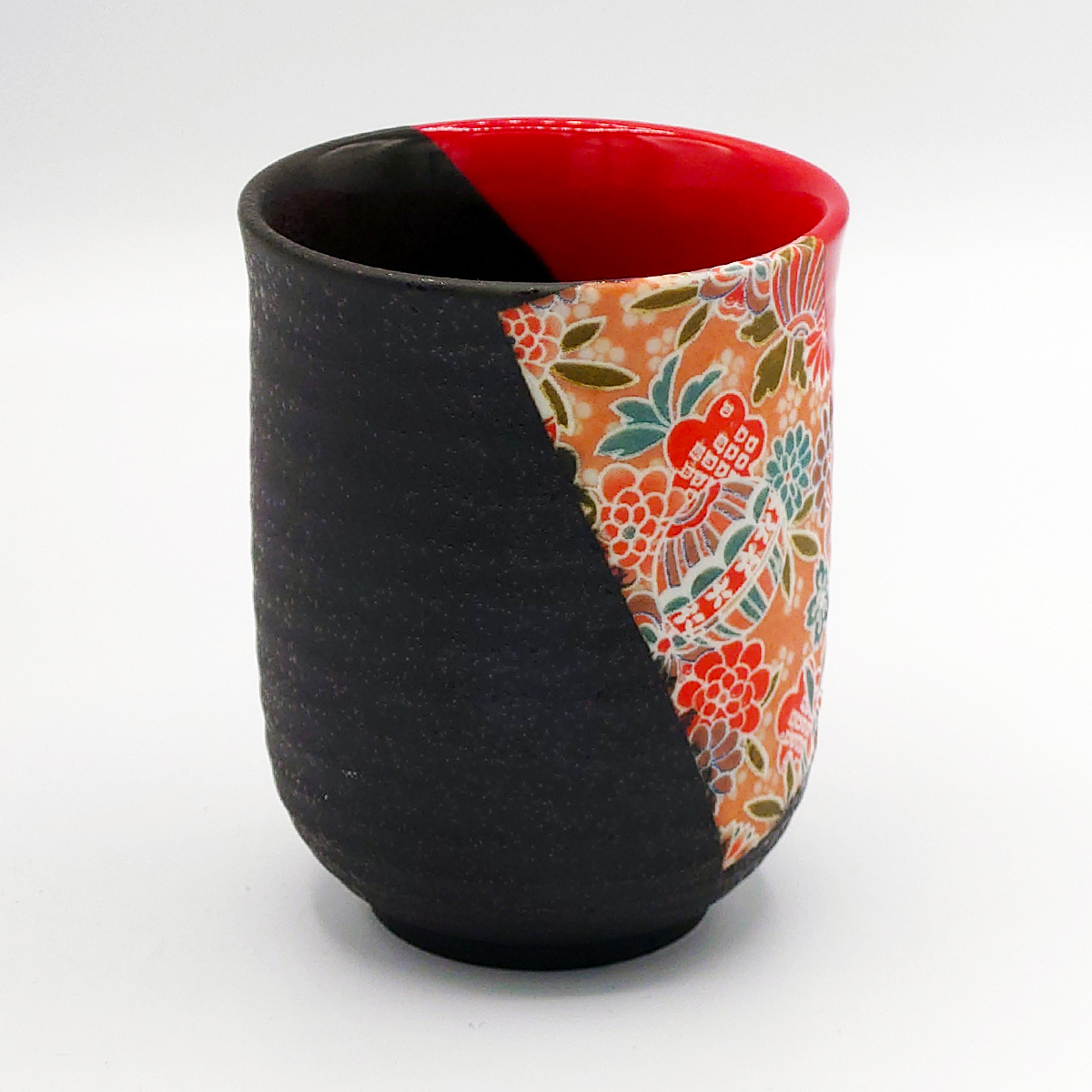 ojtm33_Tasse Bicolore Noire et Rouge - Incrustation Motif Fleurs _ 11,00€ (7)