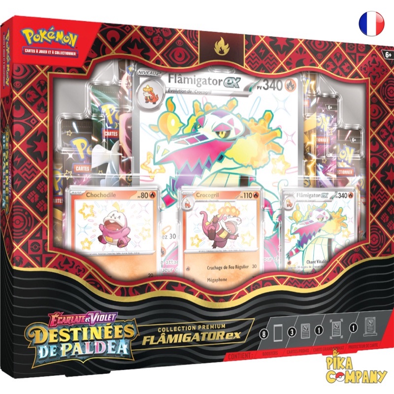 Précommande Pokémon - Coffret Collection Premium Flâmigator EX EV4.5  Destinées De Paldea EV04.5 - FR