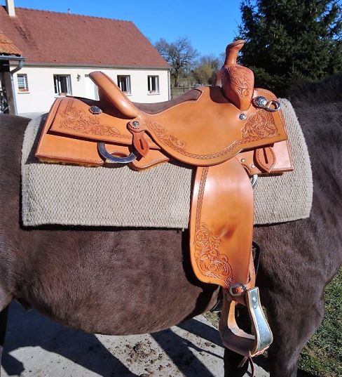 Hulara Selle de cheval Western Tooled en cuir véritable sculpté