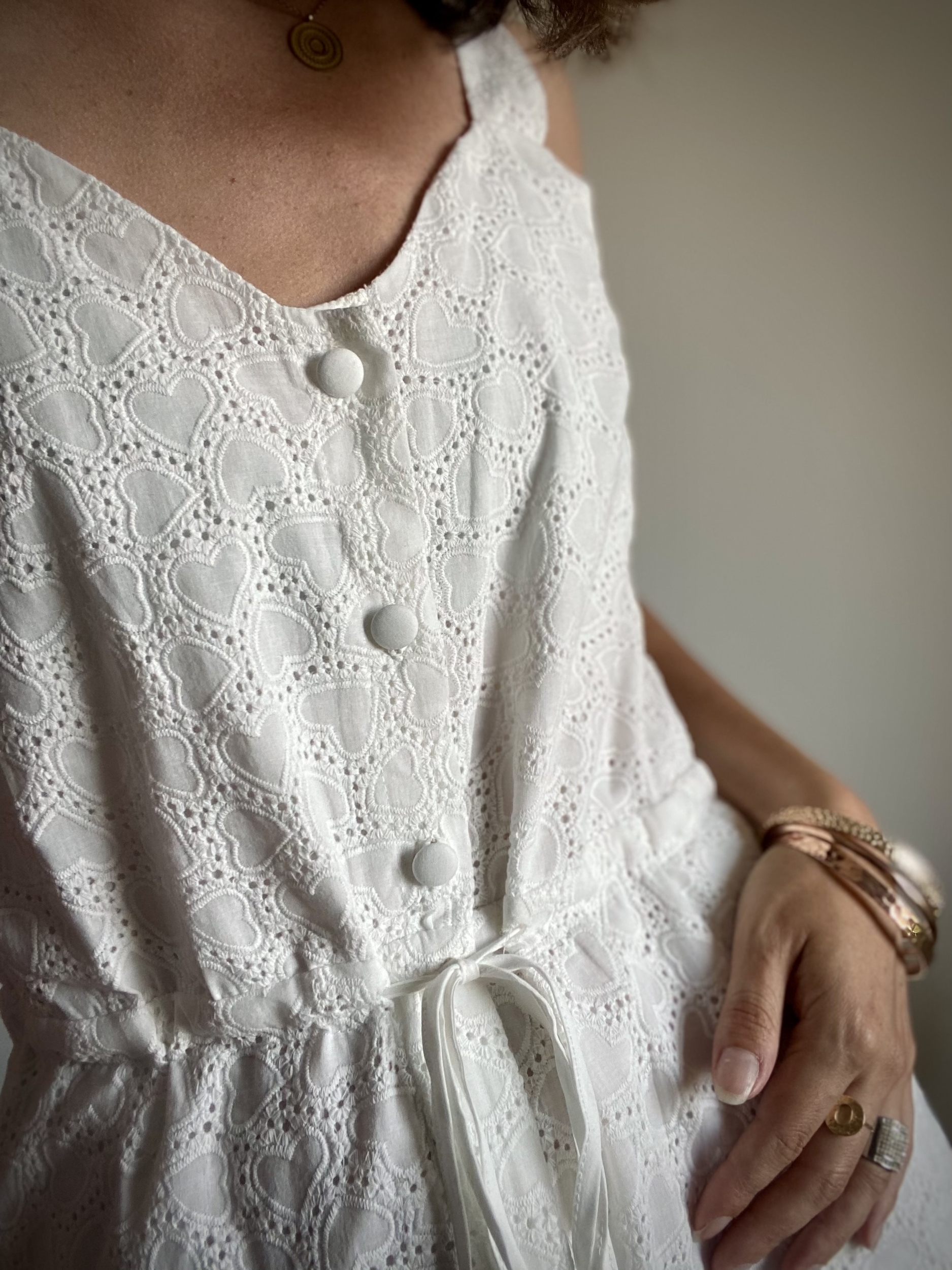 Combishort blanche broderie coeur