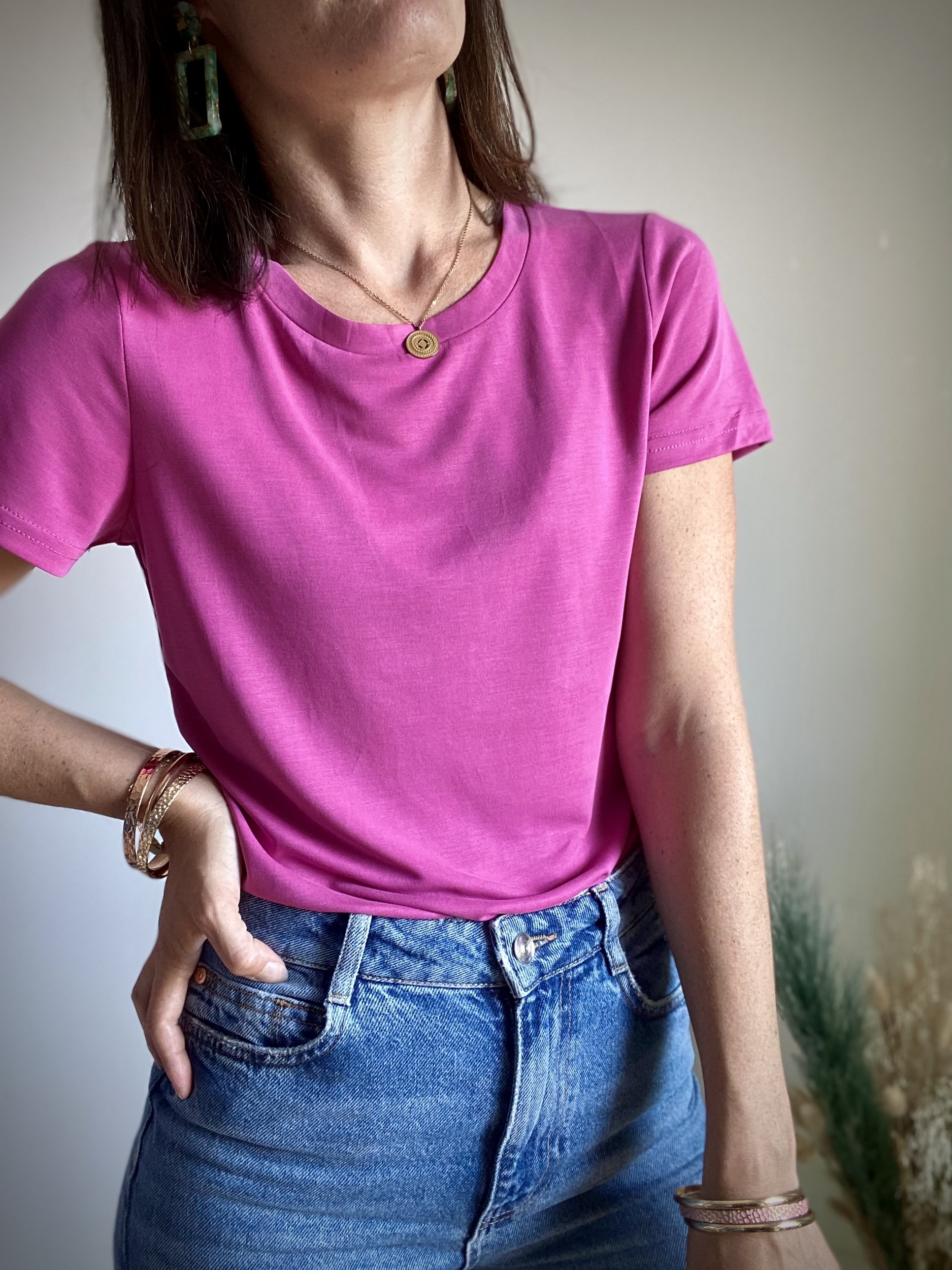 Léna - T-shirt rose fuchsia