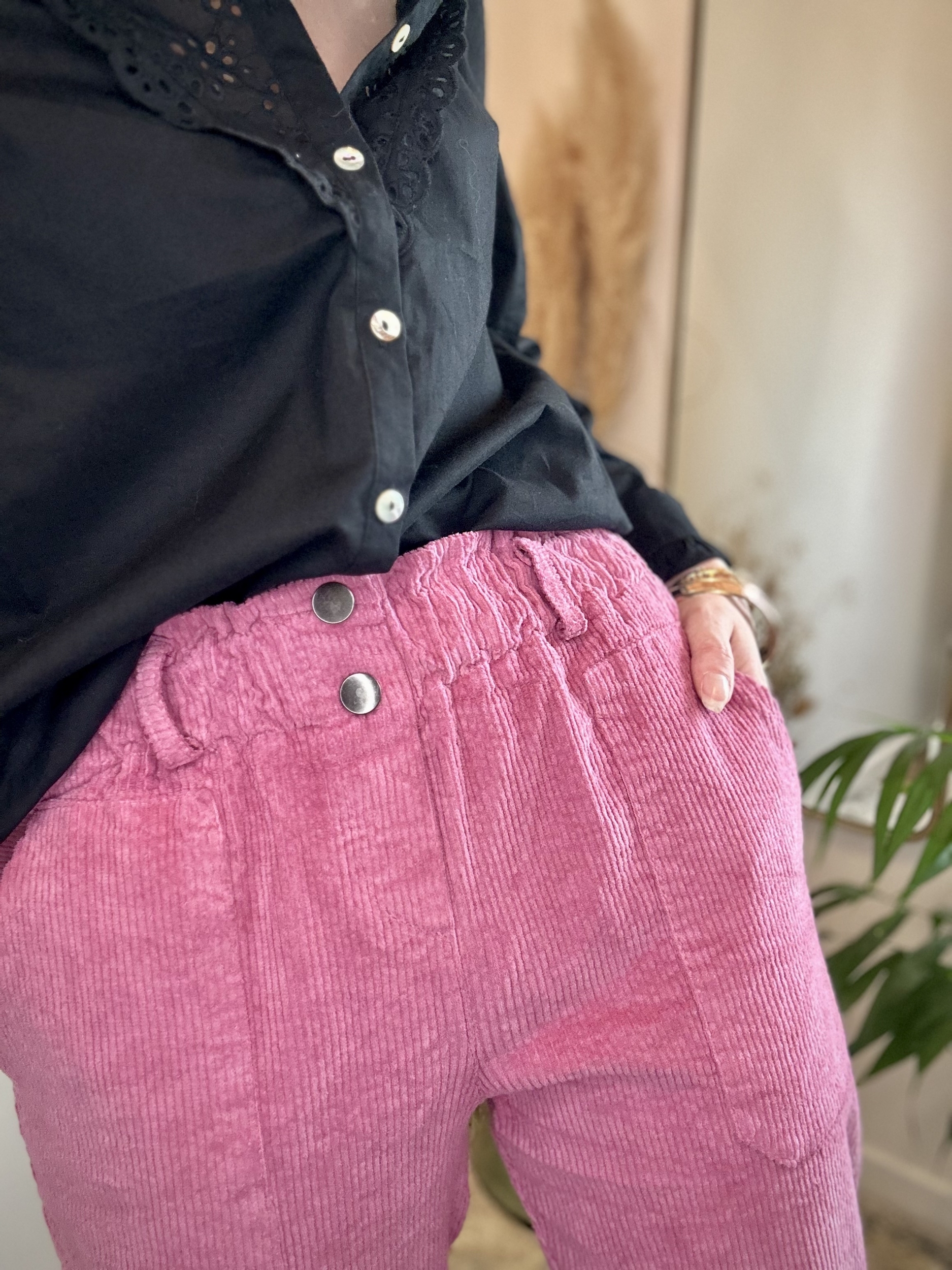 Pantalon velours rose
