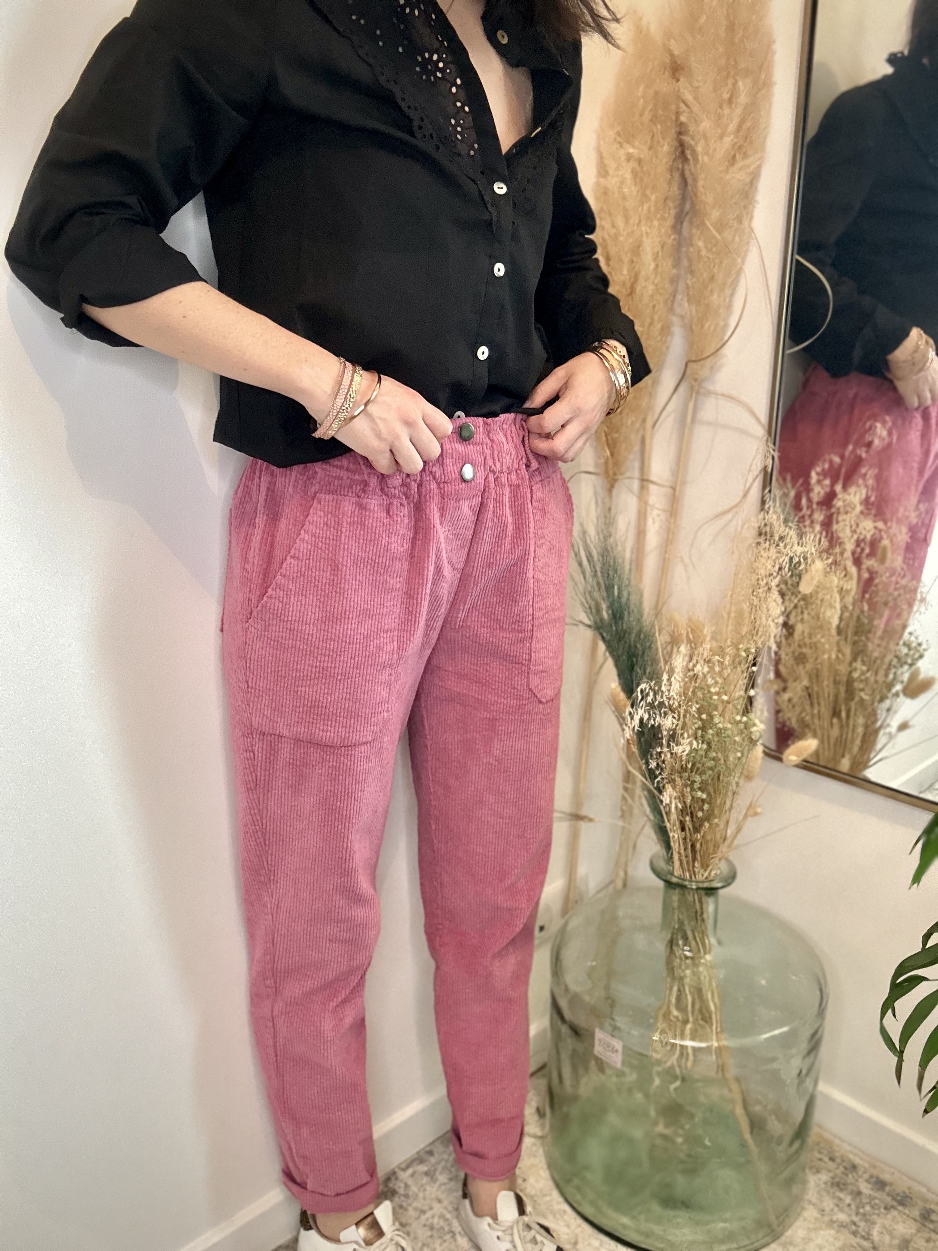 Marcel - Pantalon velours rose