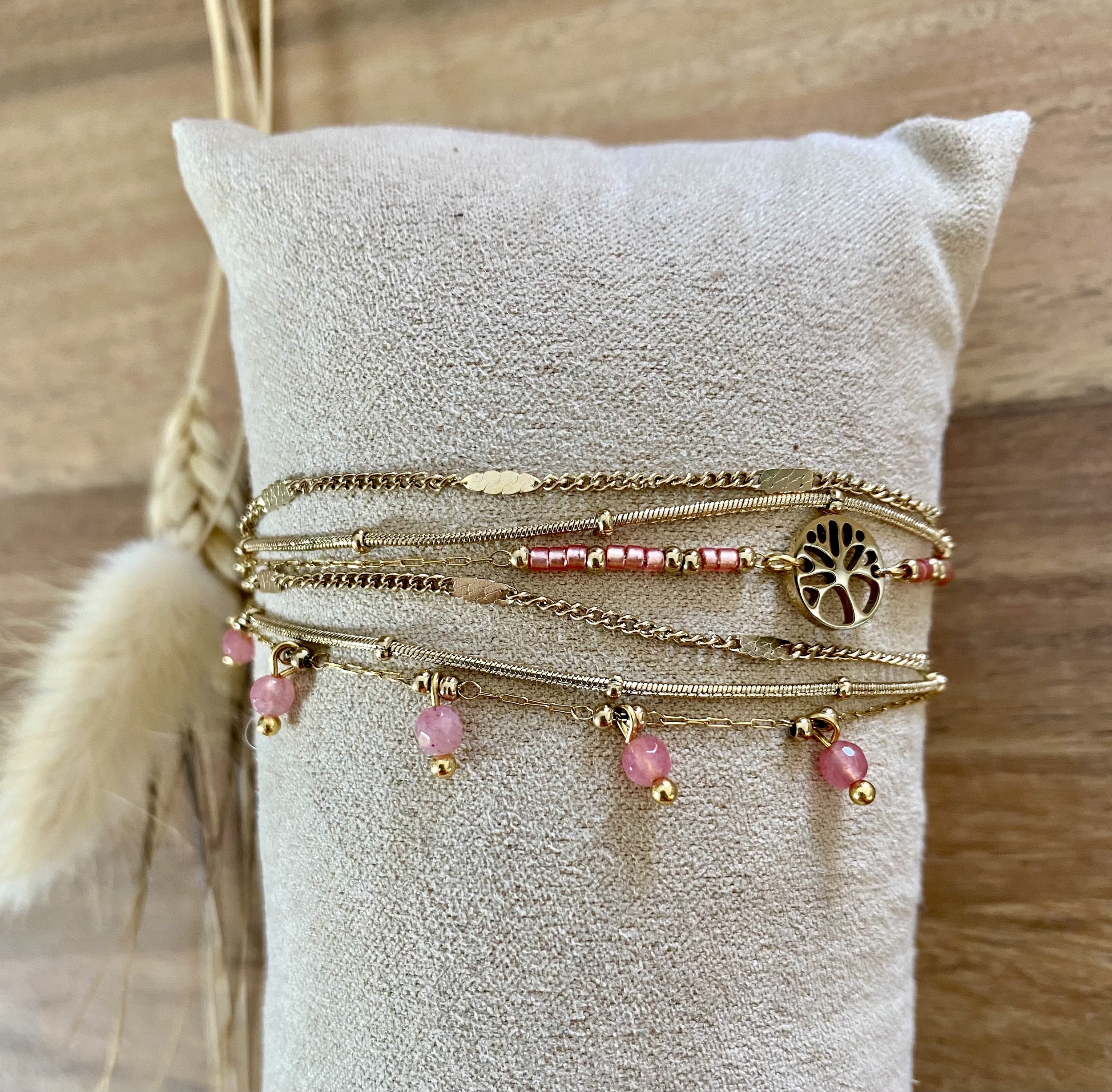 bracelet rose et doré